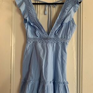 Zaful Light Blue Lace V-Neck blouse